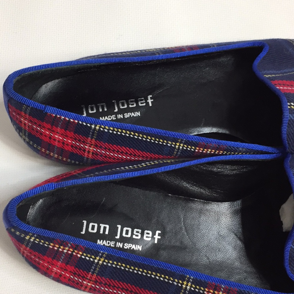 Jon Josef Bumbleb Navy Plaid Fabric Loafer Flat - Picture 5 of 10